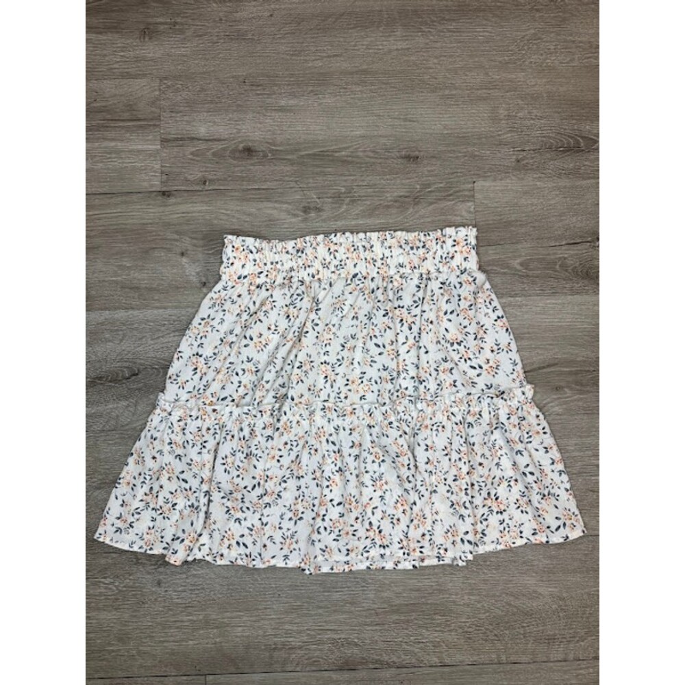 Floral Tiered Mini Skirt Elastic Waist Cottagecore Boho Medium - Picture 1 of 4